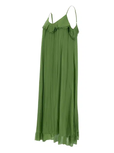 Kaos Ruffled-detail Sleeveless Midi Dress In Green