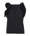 Kaos Ruffled-detail Top In Black