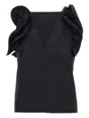 Kaos Ruffled-detail Top In Black