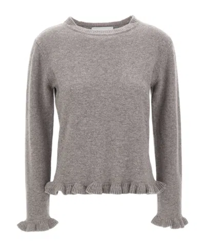 Kaos Ruffled Hem Knitted Sweater In Gray