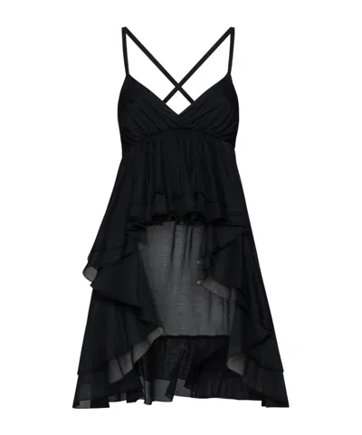 Kaos Ruffled Layered Sleeveless Blouse In Black