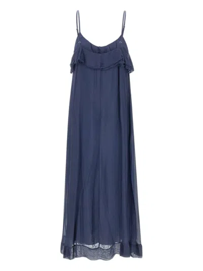 Kaos Ruffled Midi Dress In Blue