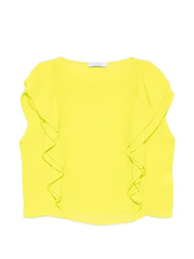 Kaos Ruffled Pleated Blouse In Yellow