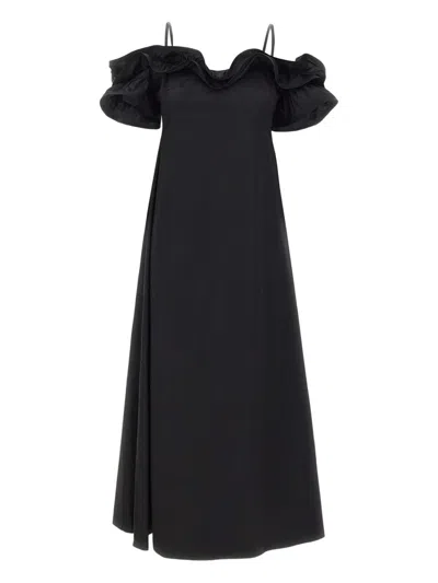 Kaos Ruffled Shoulder-details Day Dress In Black