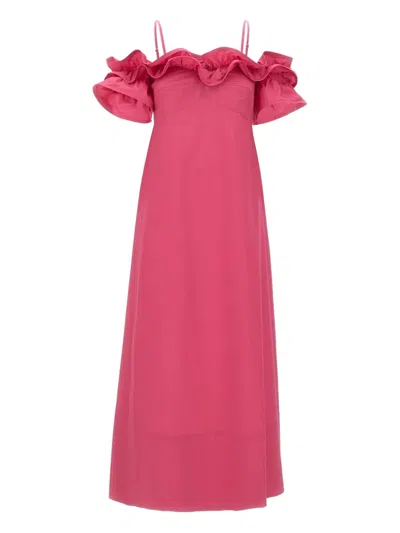 Kaos Ruffled-shoulders Day Dress In Pink