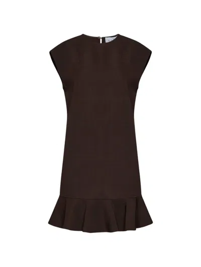 Kaos Ruffled Sleeveless Mini Dress In 브라운