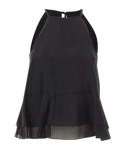 Kaos Ruffled Sleeveless Top In Black