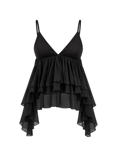 Kaos Ruffled Tiered Top In Black