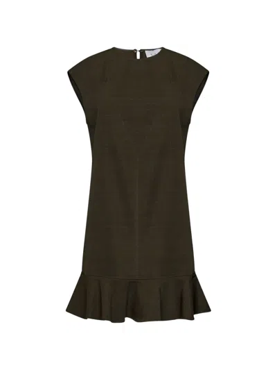 Kaos Ruffled-hem Sleeveless Dress In Brown