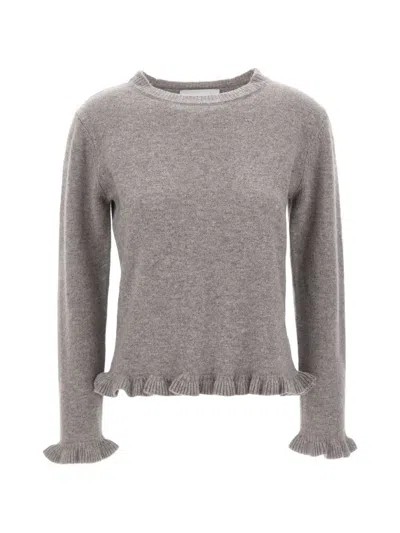 Kaos Ruffled Hem Knitted Sweater In Gray