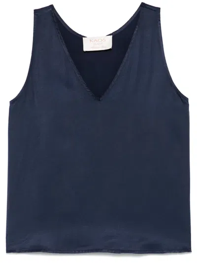 Kaos Satin Blouse In Blue
