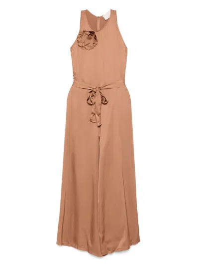 Kaos Satin Jumpsuit In Brown