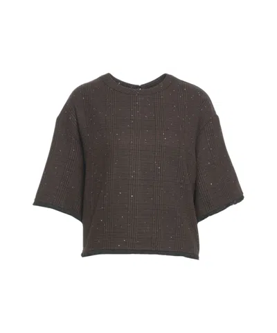 Kaos Sequined Knit Top In Gray