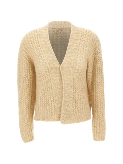 Kaos Sequin-embellished Open-knit Cardigan In Brown