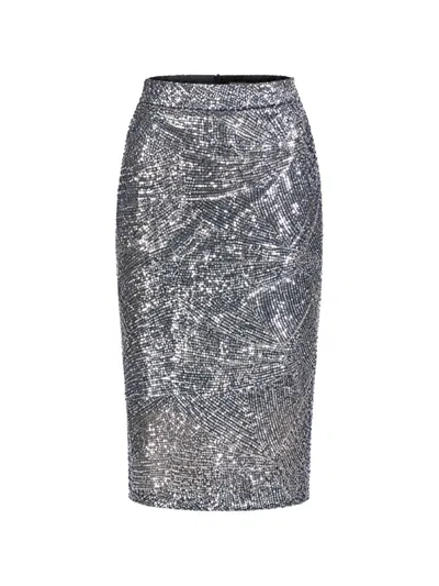 Kaos Sequin-embellished Pencil Midi Skirt In Silver