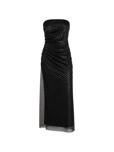 Kaos Sequin-embellished Strapless Maxi Dress In Black