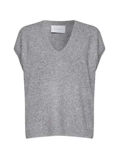 Kaos Sequin-embellished V-neck Sweater In 그레이