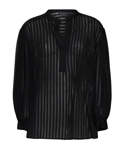 Kaos Sheer Striped Blouse In Black