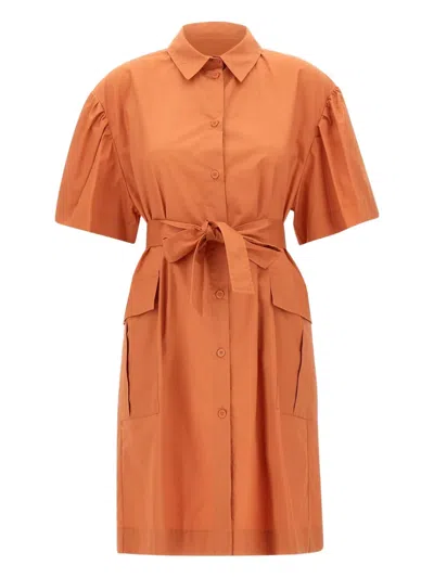 Kaos Short-sleeved Pocketed Day Dress In Orange