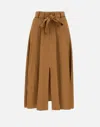Kaos Pleated Midi Skirt In Brown
