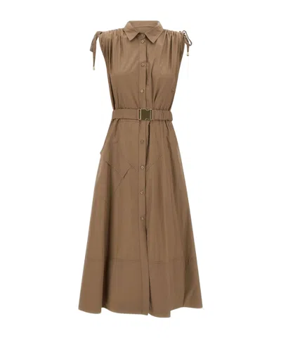 Kaos Sleeveless Dress In Brown