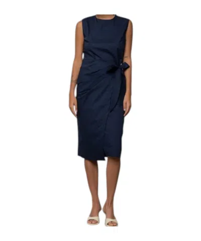 Kaos Knotted Wrap-style Midi Dress In Blue