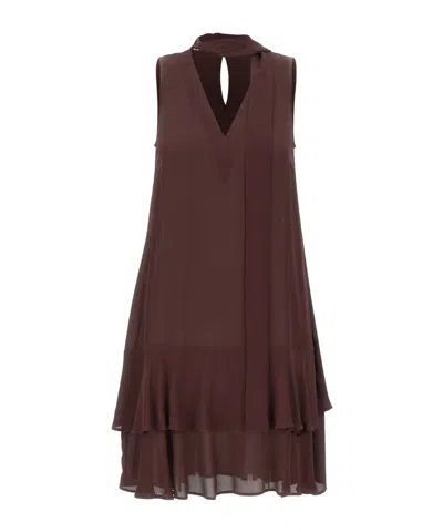 Kaos Sleeveless Dress In Brown