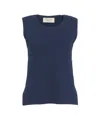 Kaos Sleeveless Knit Top With Rounded Hem In Black