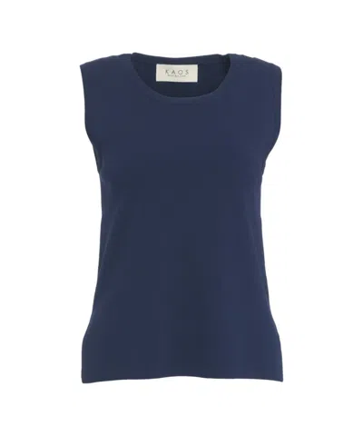 Kaos Sleeveless Knit Top With Rounded Hem In Black