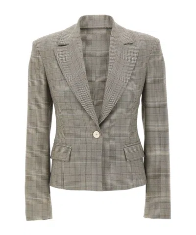 Kaos Slim-fit Plaid Blazer In Gray