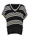Kaos Striped-pattern V-neck Sweater In Black