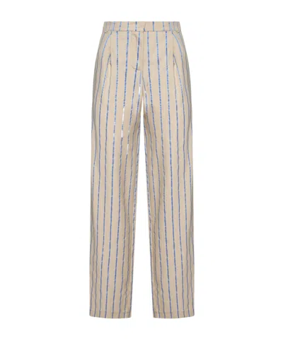 Kaos Striped Printed Casual Pants In Beige