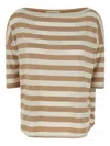 Kaos Beige Striped Viscose Sweater
