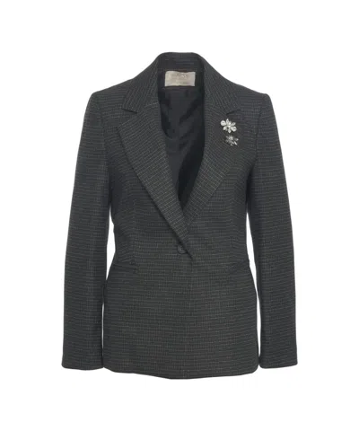 Kaos Structured Checkered Blazer In Black