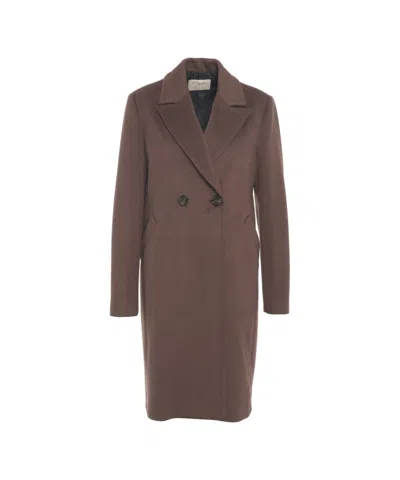 Kaos Structured Double-breasted Coat In Brown