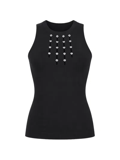 Kaos Stud-embellished Cut-out Top In Black