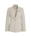 Kaos Tailored Beige Blazer With Decorative Brooch And Structured Silhouette In Gray