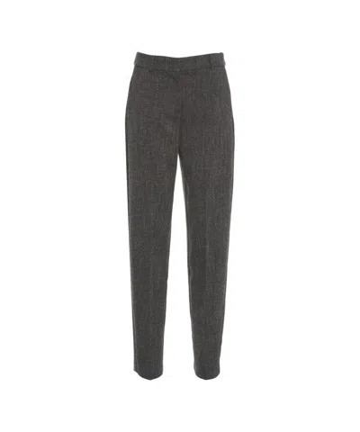 Kaos Tailored Brown Chino Trousers With Straight Leg Design And Subtle Seaming In Gray