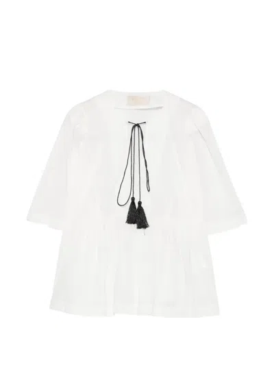 Kaos Tassel-detail Peplum Blouse In White
