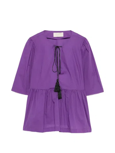 Kaos Tassel-detail Peplum Blouse In Purple