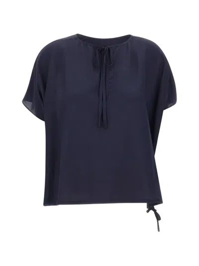 Kaos Tie-detail Drawstring Blouse In Blue