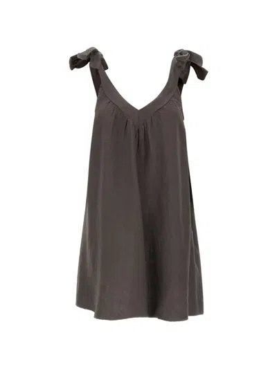 Kaos Tie-shoulder Gathered Mini Dress In Gray