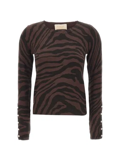 Kaos Tiger-stripe Jewelled-button Sweater In Brown