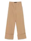 Kaos Turn-up Hem Trousers In Brown