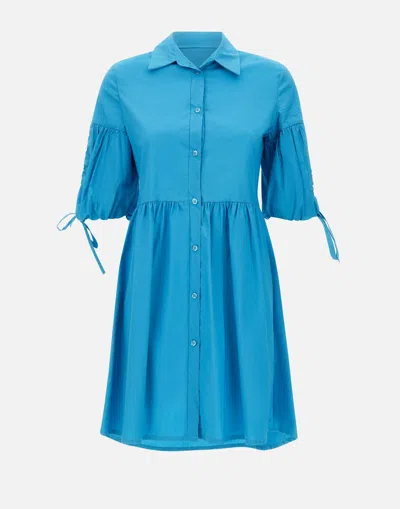 Kaos Turquoise Cotton Chemisier Dress