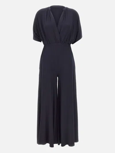 Kaos V-neck Pleated Jumpsuit In Black
