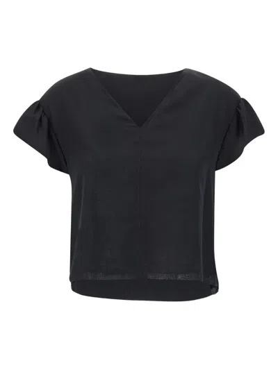 Kaos V-neck Ruffle-sleeve Top In Black