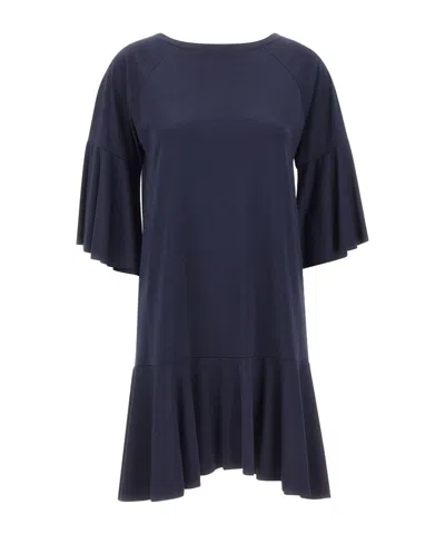 Kaos Raglan-sleeves Ruffle Dress In Blue