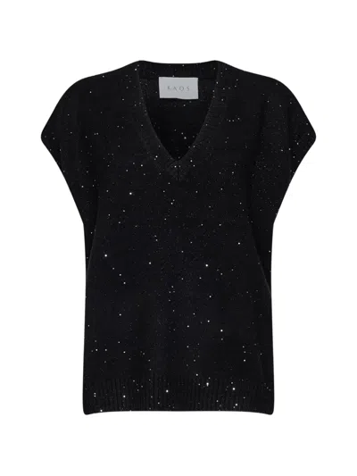 Kaos V-neck Sequin-embellished Sweater In 블랙