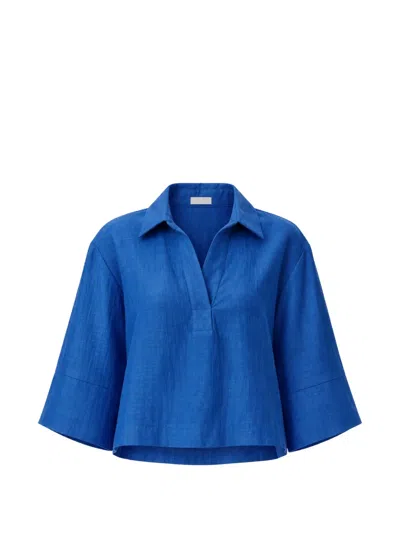 Kaos V-neck Three-quarter Sleeve Blouse In Blue